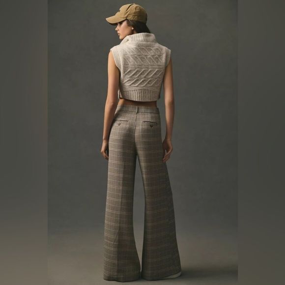 Anthropologie Plaid Wide-Leg Trousers | Size 10 - Picture 5 of 6